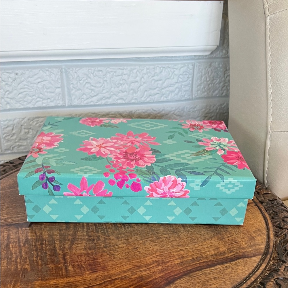 Floral Teal Decorative Box
